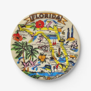 Assiettes en papier souvenir de Floride