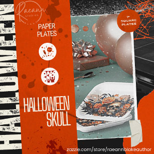 Assiettes en papier squelette d'Halloween effrayan