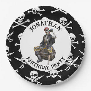 Assiettes en papier squelette pirate