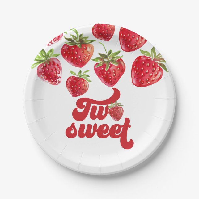 Assiettes en papier Strawberry Two Sweet 2ème anni (Devant)
