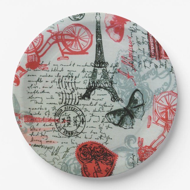 Assiettes en papier "style français" 23 cm (Devant)