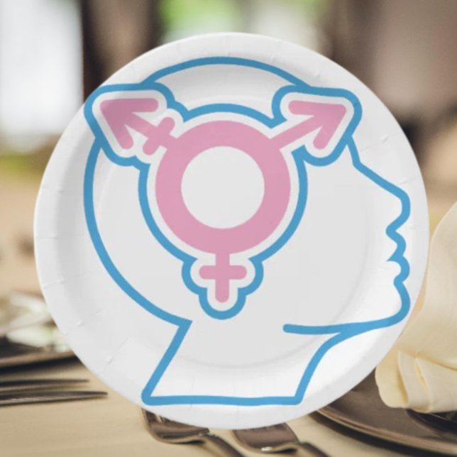 Assiettes en Papier Symbole de Fierté Trans (Créateur téléchargé)