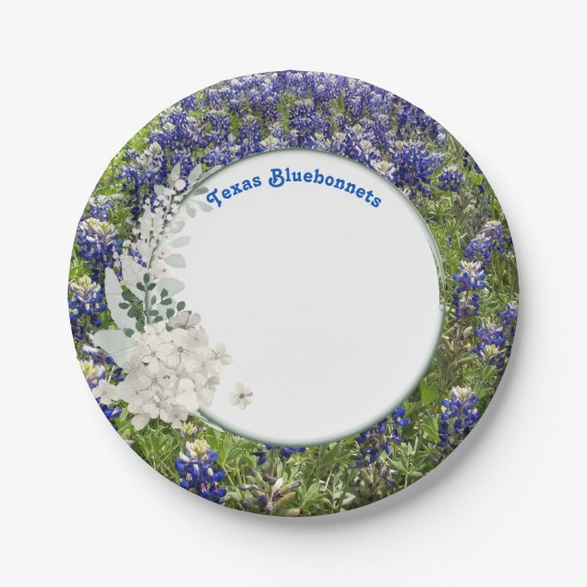 Assiettes en papier Texas Bluebonnet pour fêtes de (Devant)
