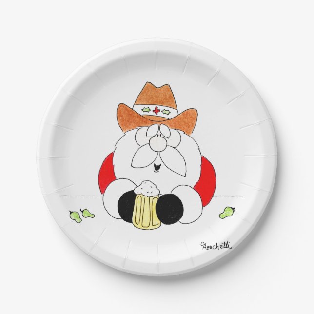 Assiettes en papier Texas Santa Noël (Devant)