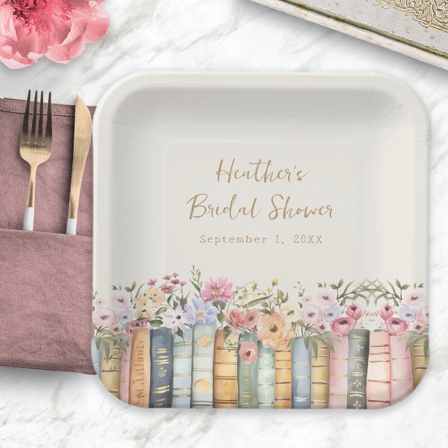 Assiettes en papier Thème Livre de mariage (Book Theme Bridal Paper Plates
)