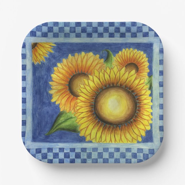 Assiettes en papier tournesol d'été (Recto)