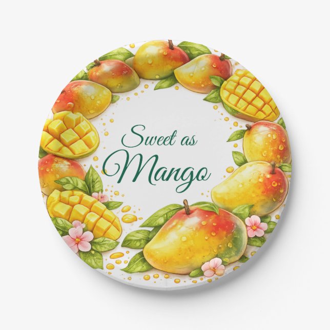 Assiettes en papier tropicales à la mangue douce (Devant)