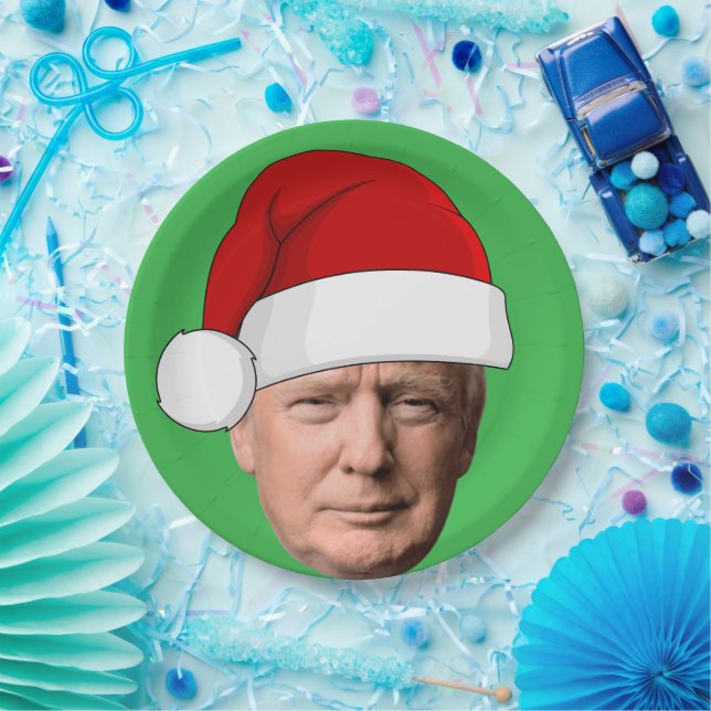 ASSIETTES EN PAPIER TRUMP NOËL  (Fête)