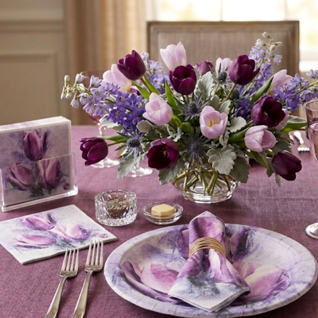 Assiettes en papier Tulipes Violettes (Créateur téléchargé)
