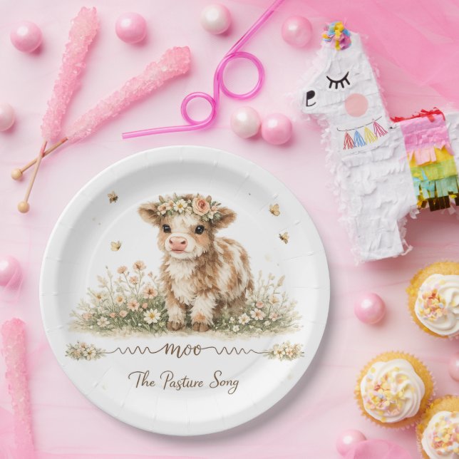 Assiettes en papier vache Mélodie de prairie (Fête)