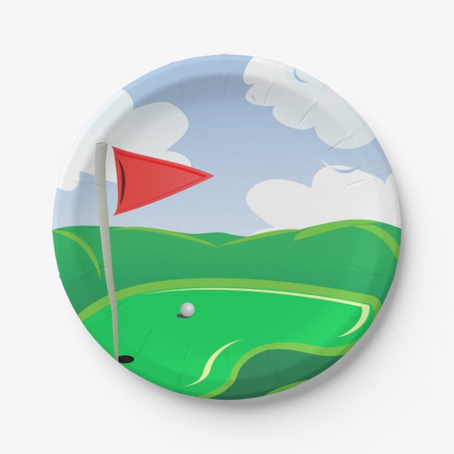 Assiettes en papier vert de parcours de golf (Devant)