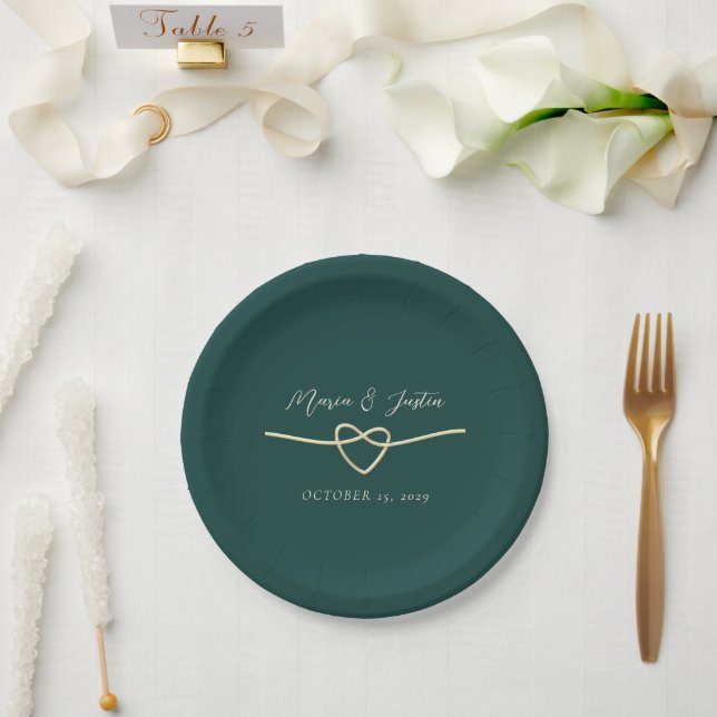 Assiettes en papier vert émeraude pour mariage (Mariage)