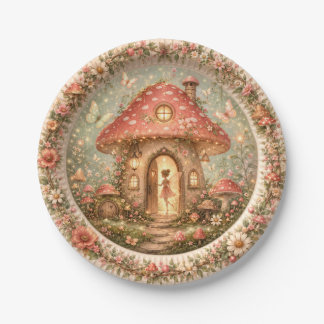 Assiettes en papier Village Fée Champignon