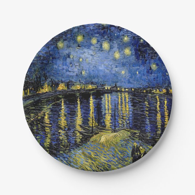 Assiettes en papier Vincent Van Gogh Nuit étoilée  (Devant)