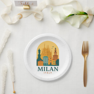 Assiettes en papier vintage Milan Italie Rétro D