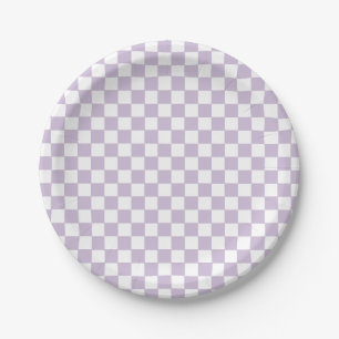 Assiettes en papier violet à carreaux Rétro pour a