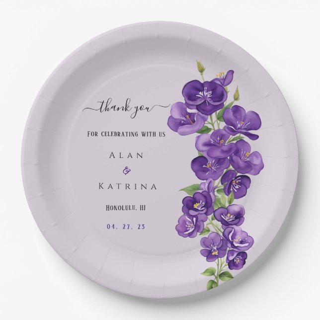 Assiettes en Papier Violettes Violet Foncé (Devant)