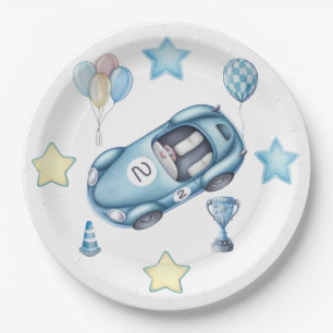 Assiettes en Papier Voiture de Course Deux Rapides