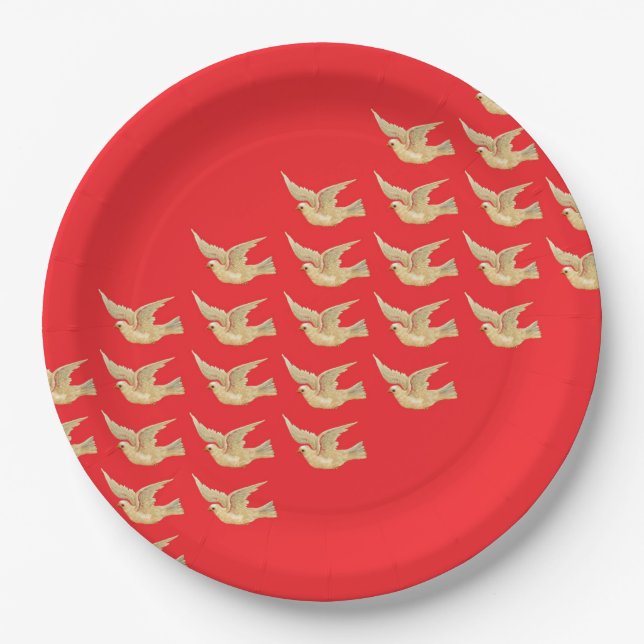 Assiettes en papier Vol de colombes (Devant)
