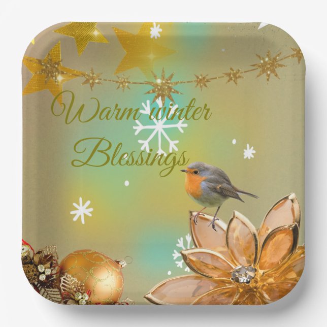 Assiettes en papier Winter Blessings  (Recto)