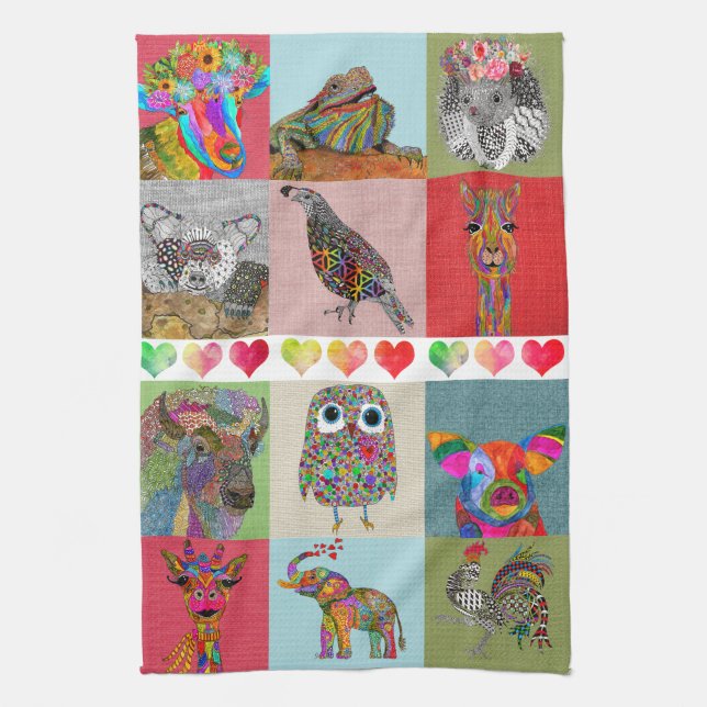 Assortiment animal peint en Whimsical Serviettes d (Vertical)
