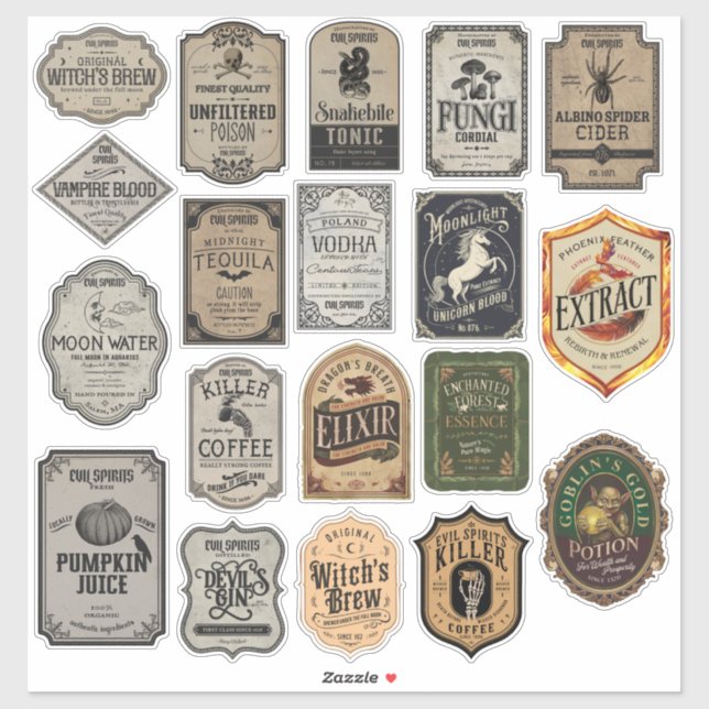 Assortiment de 19 autocollants Halloween (Feuille)
