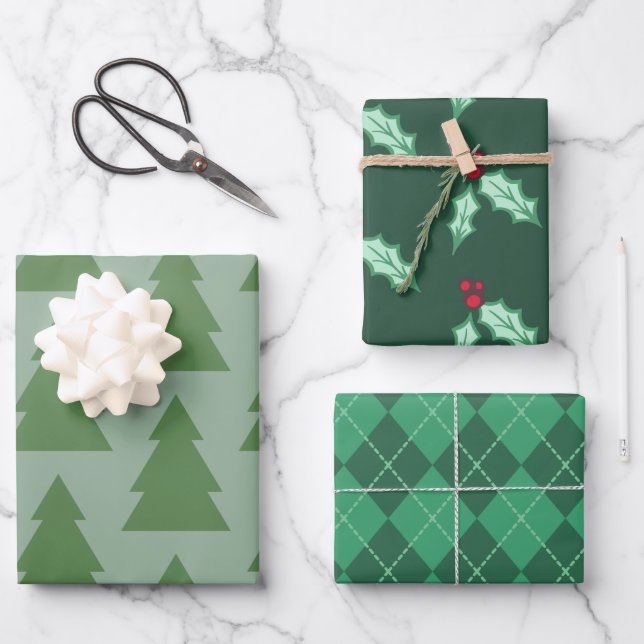 Assortiment de papier d'emballage de Noël motif ve (Recto)