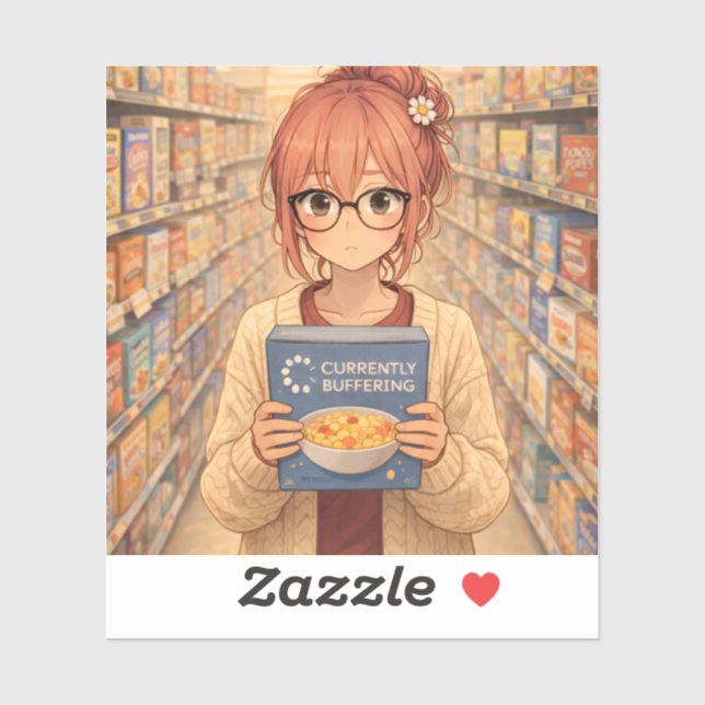 Aster™ Currently Buffering Die-Cut Sticker Cute Ae (Feuille)