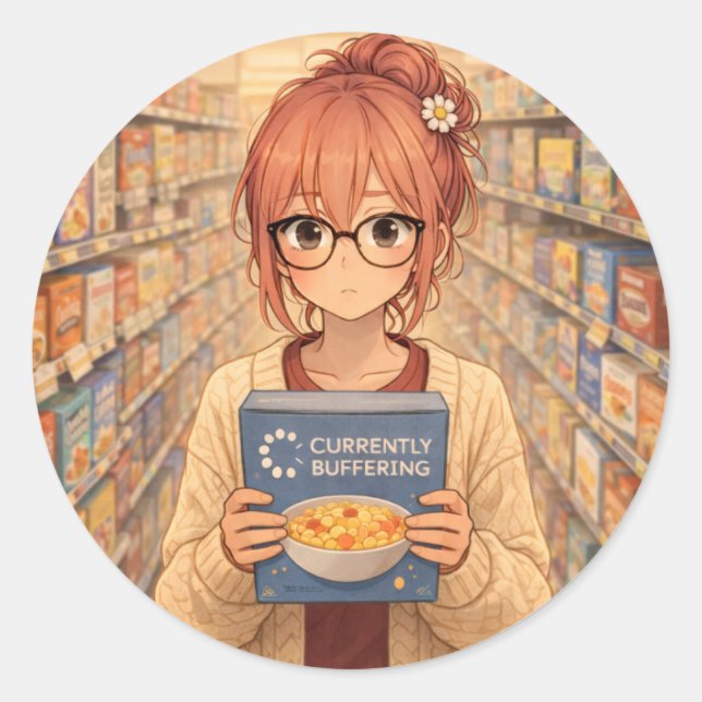Aster™ Currently Buffering Round Sticker Cute Aest (Devant)