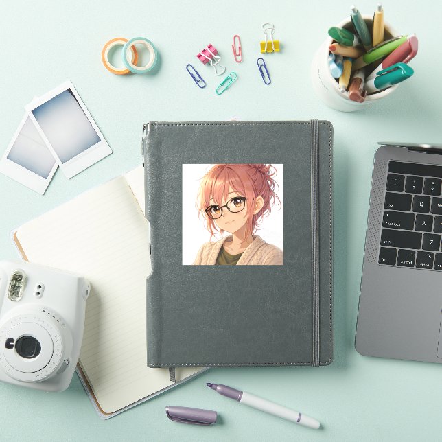 Aster™ Cute Aesthetic Girl Die-Cut Sticker Cozy Vi (Couverture iPad)
