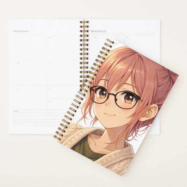 Aster™ Cute Aesthetic Girl Planner Cozy Vibes (Devant avec enveloppe)