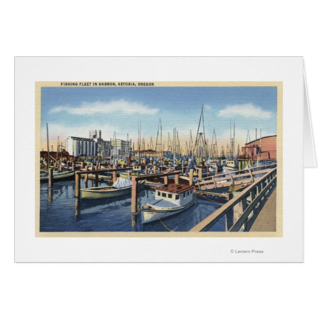 Astoria, Oregon - Flotte de pêche dans le port (Devant horizontal)