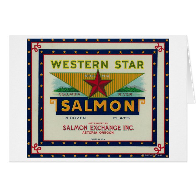 Astoria, Oregon - Western Star Saumon Étiquette Co (Devant horizontal)