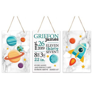 Astro Planets 8x12 Baby Measurements Wall Signs