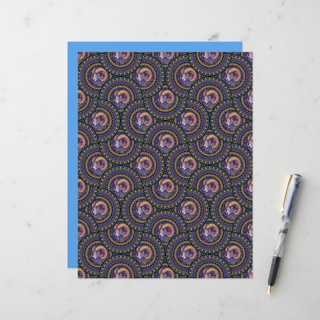 Astrologie de Whimssy Aries Mandala Art Déco (Devant/Arrière en situation)