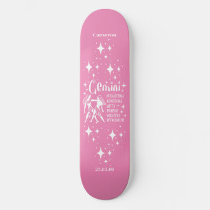 Astrologie Pink Skateboard avec Symbole Gemini