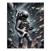 Astronaut avec affiche de guitare électrique
