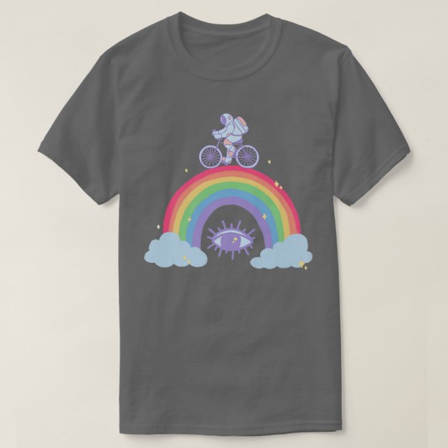 Astronaut Cycling Boho Rainbow Premium T-shirt (Design devant)