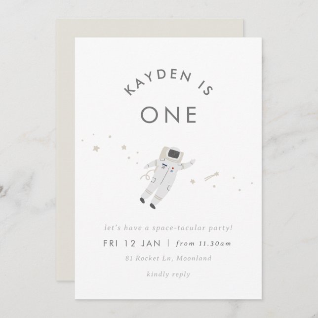 Astronaut Enfants Espace Anniversaire Invitation (Devant / Derrière)