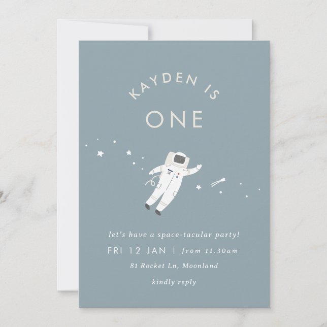 Astronaut Enfants Espace Anniversaire Invitation (Devant)