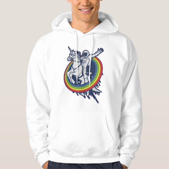 Astronaut équitation Unicorn Sweat - shirt à capuc (Devant)