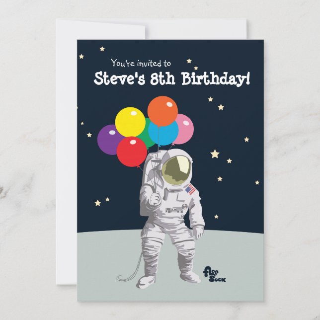 Astronaut Invitation de fête d'anniversaire (Devant)