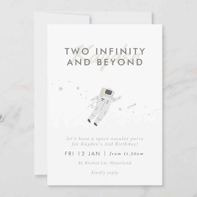 Astronaut Kids Space 2e anniversaire Invitation de (Devant)