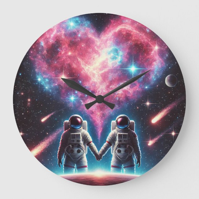Astronaut Love Galaxy Horloge murale (Recto)