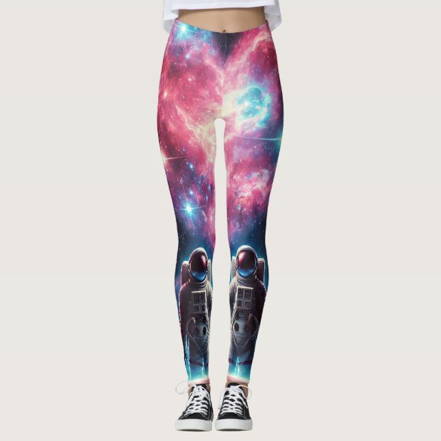 Astronaut Love Galaxy Imprimer Leggings (Devant)