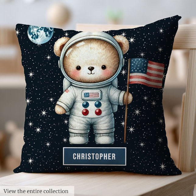 Astronaut personnalisé Teddy Bear Coussin Baby Boy (Personalized Astronaut Teddy Bear Pillow Baby Boy)
