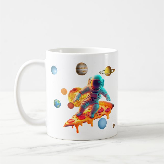 Astronaut Pizza Coffee Mug - Fun Space Lover Cup (Gauche)