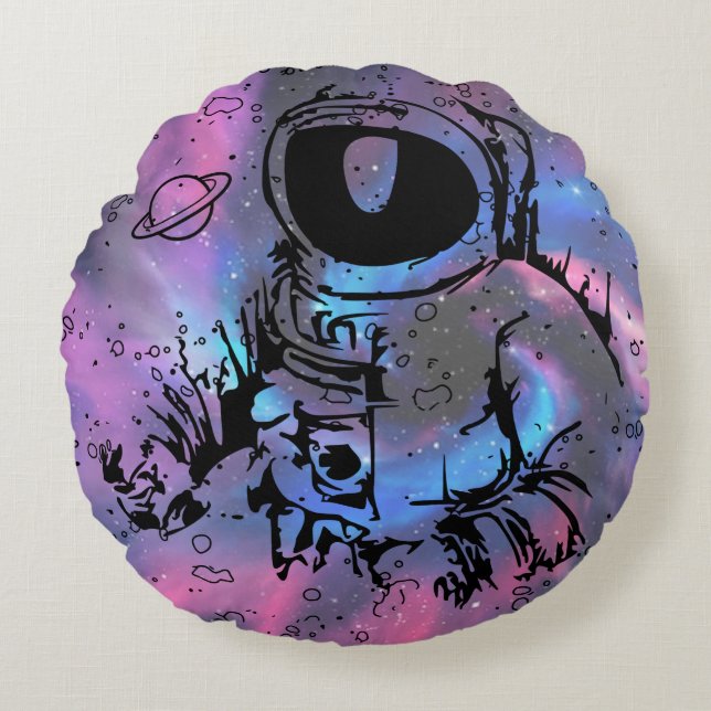Astronaut Spaceman galaxie Coussin rond (Devant)