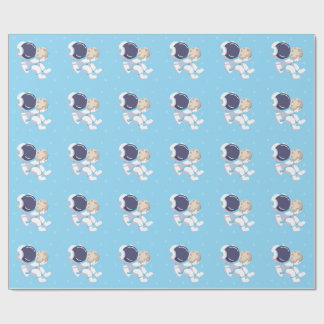 Astronaute Bleu Clair - Papier Cadeau