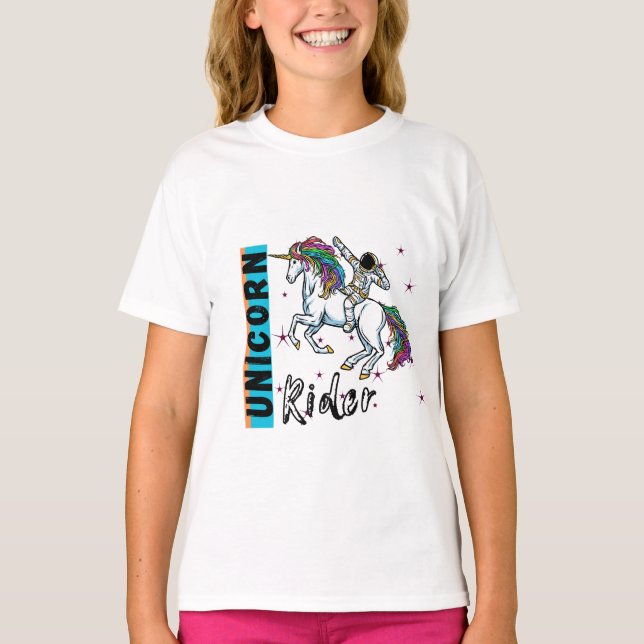 Astronaute sur licorne dans ce design de t-shirt  (Devant)